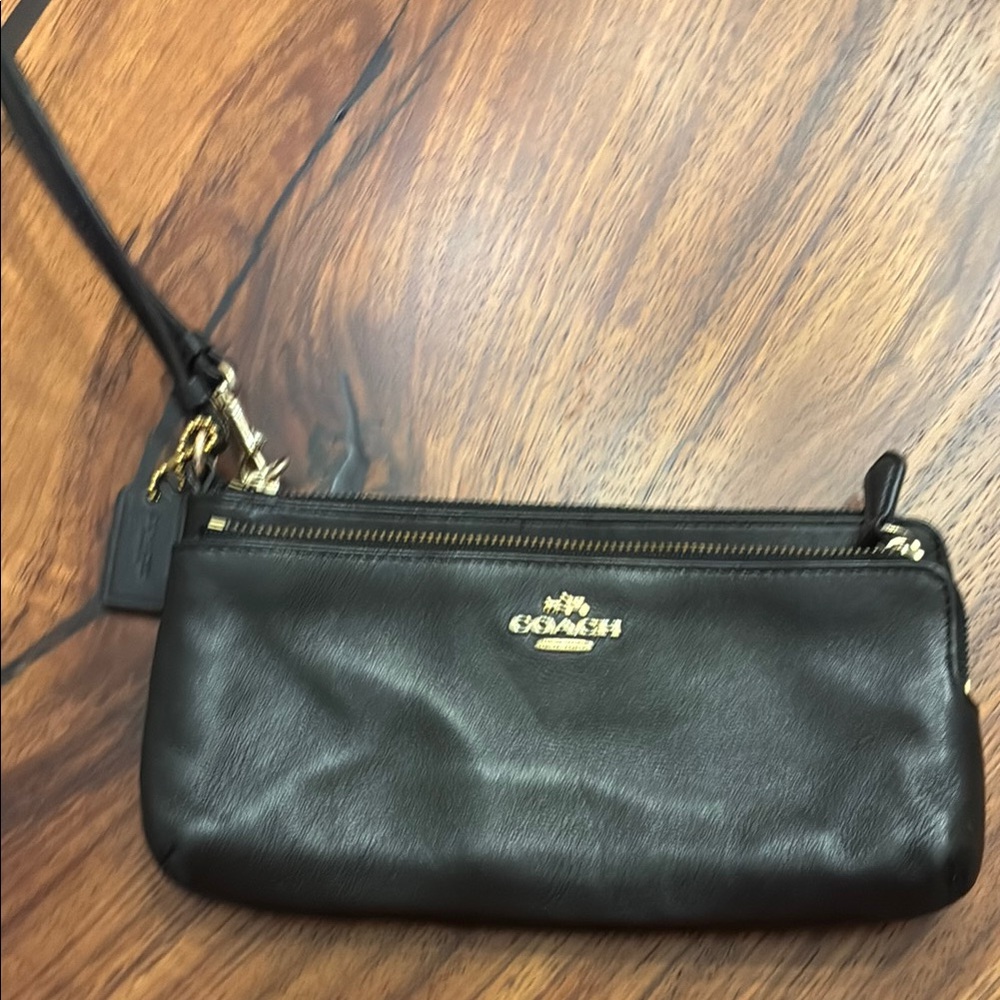 Coach Dark Brown Leather Wristlet